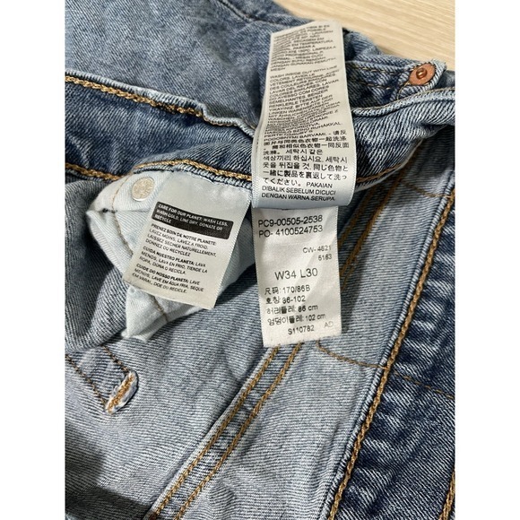 Levis 505 Jeans Mens 34x30 Blue Regular Straight Y2K Mid Rise Medium Wash Denim - Picture 5 of 16